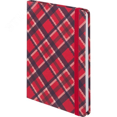 Изображение товара Ежедневник недатированный Attache Tartan 7БЦ Soft Touch А5 128 листов красный с фиксирующей резинкой (шт)