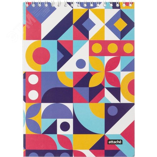 Изображение товара Блокнот Attache Яркий паттерн Цветной микс А5 40 листов разноцветный в клетку на гребне (146х204 мм, ВД-лак) (шт)