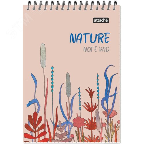 Изображение товара Блокнот Attache Nature Beige flowers А5 60 листов разноцветный в клетку на спирали ВД-лак (146x204 мм) (шт)