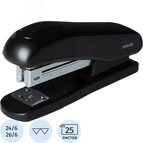 Изображение товара Степлер Attache Economy до 25 листов черный (скобы № 24/6, 26/6) (шт)