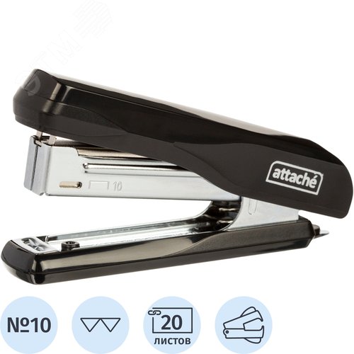 Изображение товара Степлер Attache PSBK1020 до 20 листов черный (скобы № 10, с антистеплером) (шт)