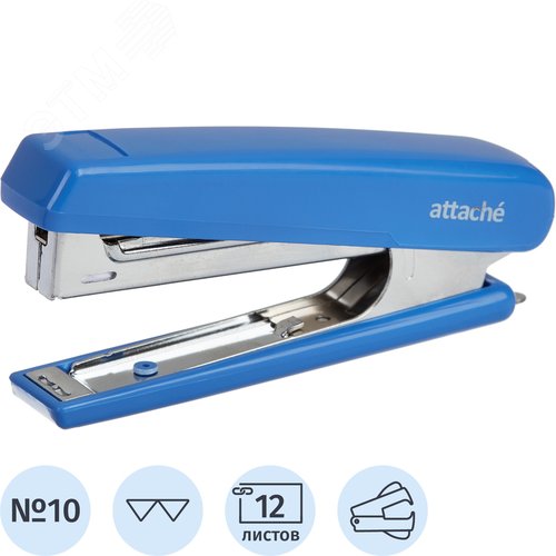 Изображение товара Степлер Attache 8209 до 12 листов синий (скобы № 10, с антистеплером) (шт)