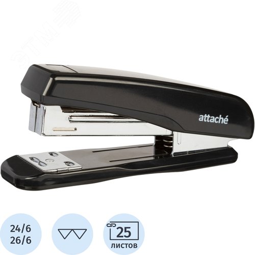Изображение товара Степлер Attache 8215 до 25 листов черный (скобы № 24/6, 26/6) (шт)