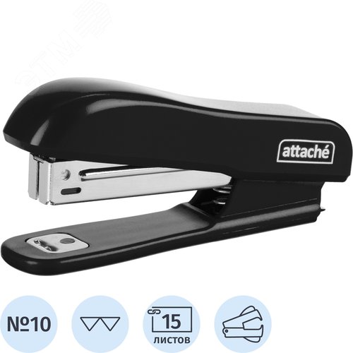 Изображение товара Степлер Attache Compact до 15 листов черный (скобы № 10, с антистеплером) (шт)
