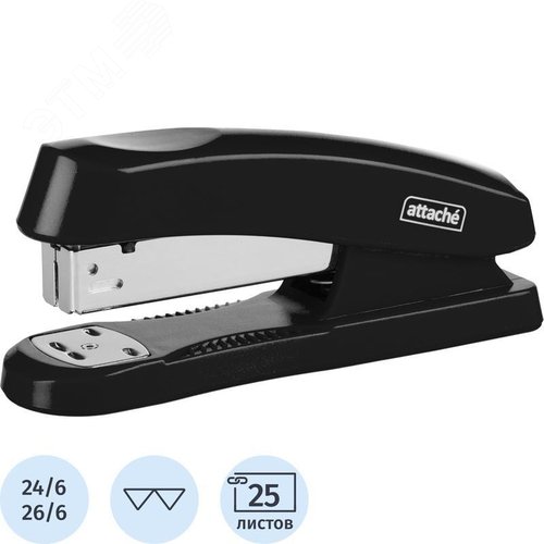 Изображение товара Степлер Attache Flash до 25 листов черный (скобы № 24/6, 26/6) (шт)