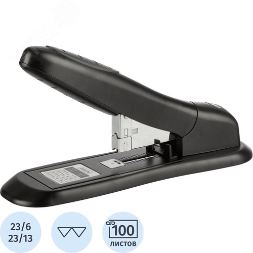 Изображение товара Степлер мощный Attache Quantum до 100 листов черный (скобы № 23/6, 23/8, 23/10, 23,13) (шт)