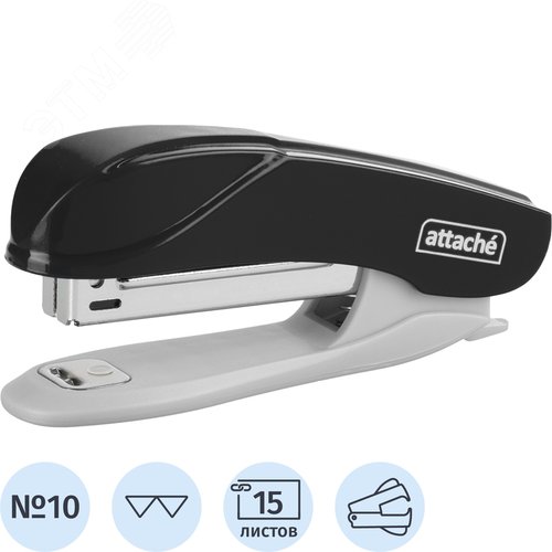 Изображение товара Степлер Attache Pulse до 15 листов черный (скобы № 10, с антистеплером) (шт)