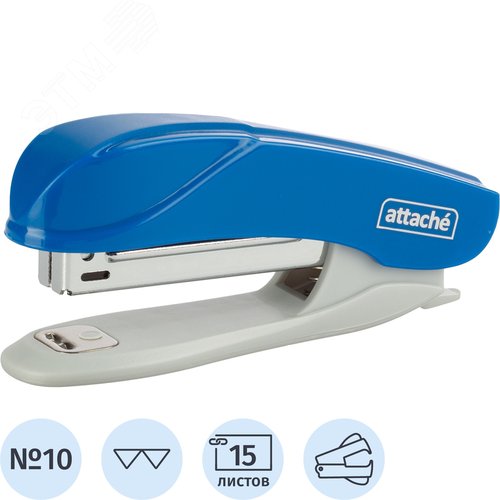 Изображение товара Степлер Attache Pulse до 15 листов синий (скобы № 10, с антистеплером) (шт)