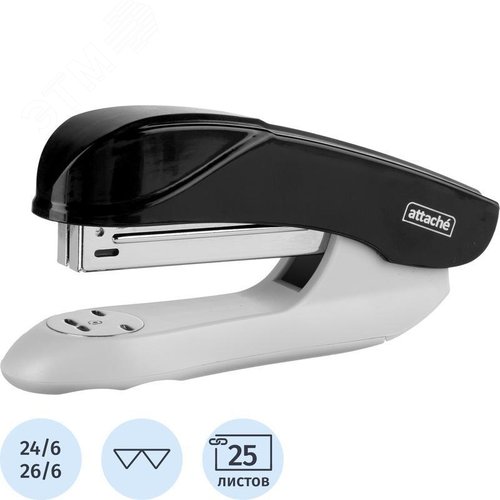Изображение товара Степлер Attache Pulse до 25 листов черный (скобы № 24/6, 26/6) (шт)