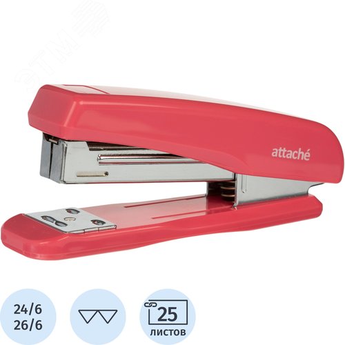Изображение товара Степлер Attache до 25 листов розовый (скобы № 24/6, 26/6) (шт)