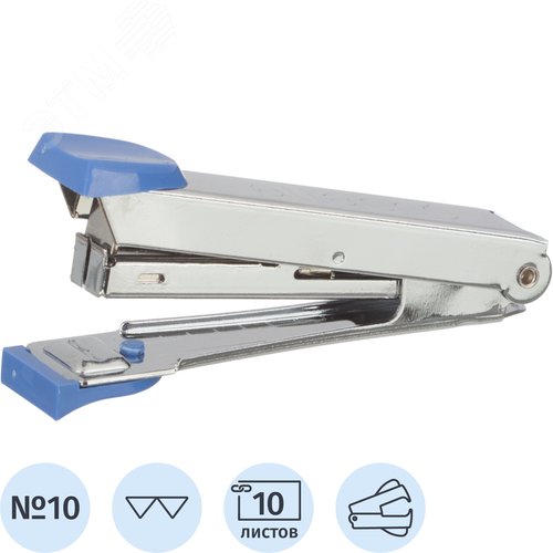 Изображение товара Степлер Attache Moment до 10 листов синий (скобы № 10, с антистеплером) (шт)
