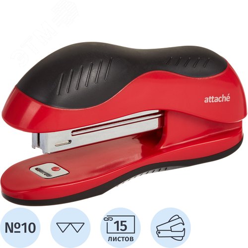 Изображение товара Степлер Attache Leader до 15 листов красный/черный (скобы № 10, с антистеплером) (шт)