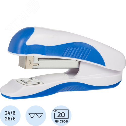 Изображение товара Степлер Attache Master до 20 листов белый/синий (скобы № 24/6, 26/6) (шт)
