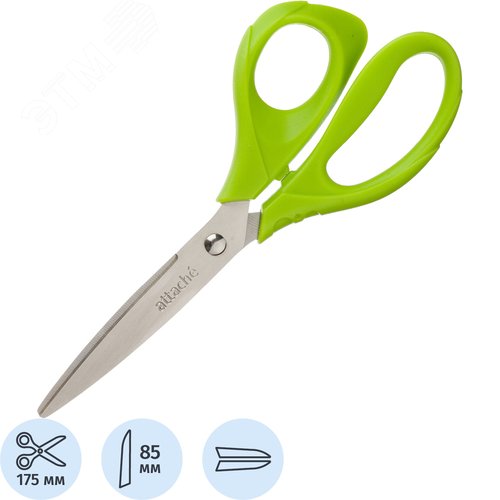 Изображение товара Ножницы Attache Spring 175 мм с пластиковыми анатомическими ручками салатового цвета (шт)
