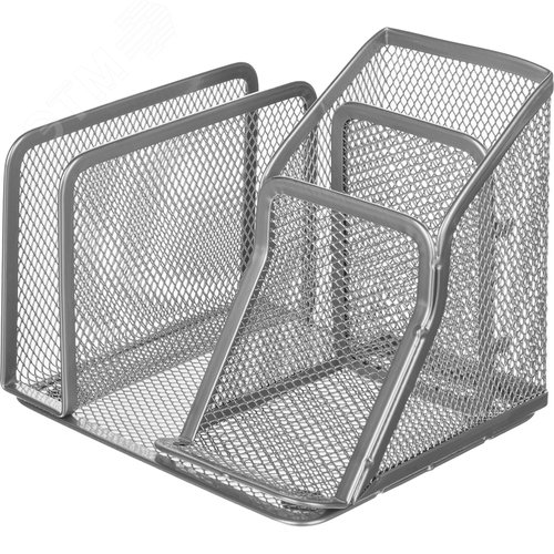 Изображение товара Подставка-органайзер для канцелярских принадлежностей Attache 4 отделения серебристая 15 х 13 х 7,3 см (шт)