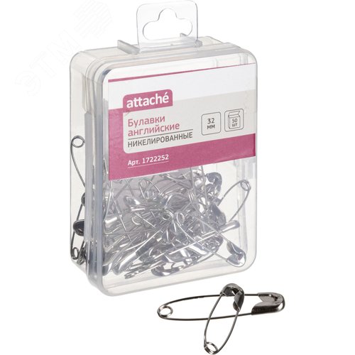 Изображение товара Булавки английские Attache металлические 32 мм (50 штук в упаковке) (упак)