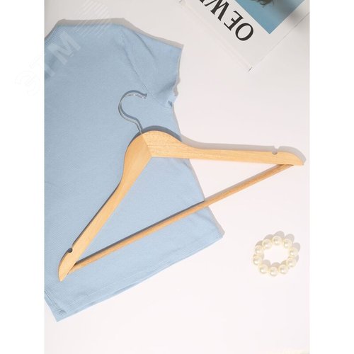 Изображение товара Вешалка-плечики Attache F6612N-8 деревянная с выемками и перекладиной натуральная (размер 48-50, 8 шт/уп) (упак)