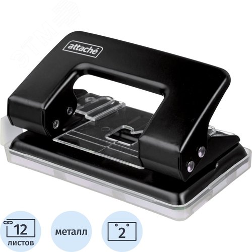 Изображение товара Дырокол Attache 6304 до 12 листов черный с линейкой (шт)