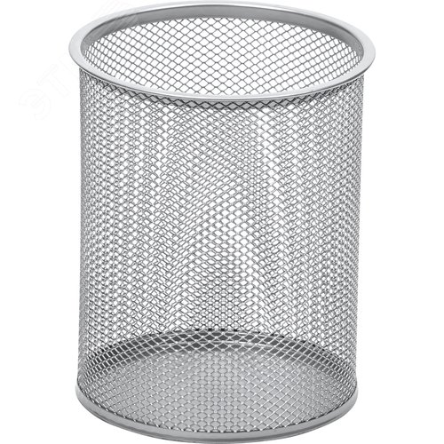 Изображение товара Подставка-стакан для канцелярских принадлежностей серебристая 10,8 х 10,8 х 14 см (шт)