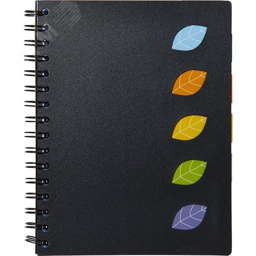 Изображение товара Бизнес-тетрадь Attache Office Creative А5 120 листов черная в клетку 5 разделителей на спирали (167х210 мм) (шт)