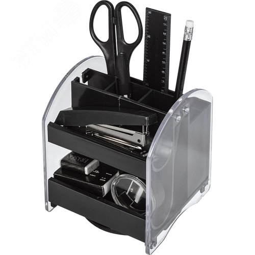 Изображение товара Набор канцелярский Attache пластиковый 10 предметов черный вращающийся (набор)