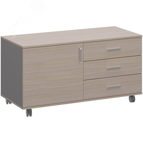 Изображение товара Тумба под фригобар Fregat 129Т020 (дуб скандинавский/базальт, 1216x530x638 мм, 3 ящика) (шт)