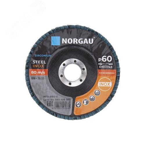 Изображение товара Круг лепестковый по стали и нержавеющей стали NFD-PRO Z К60, 125x22.2 мм (шт)