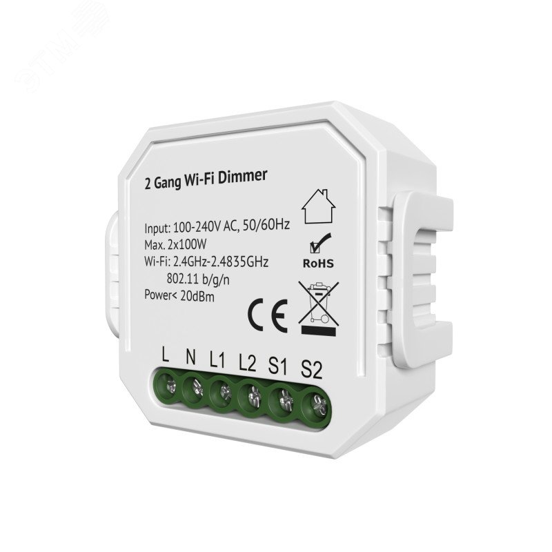Изображение товара Двухканальное реле-диммер Wi-Fi DENKIRS RL1004-DM/1