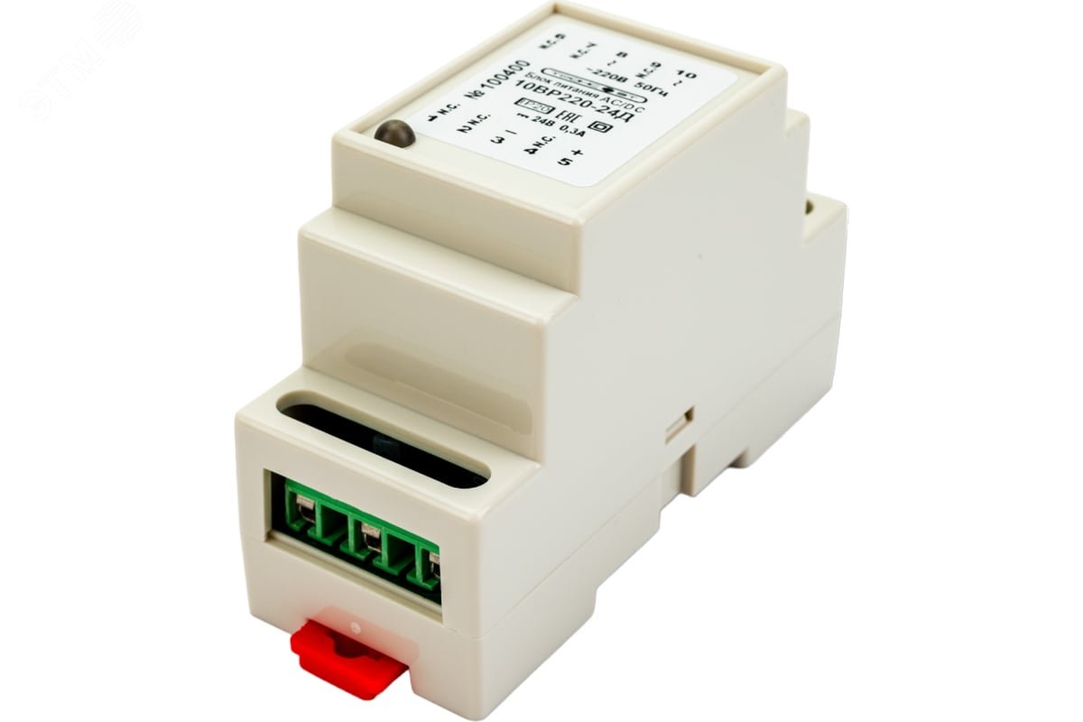 Изображение товара Блок питания на DIN-рейку 10ВР220-24Д 24В 0,3А от ТРАНСЭТ