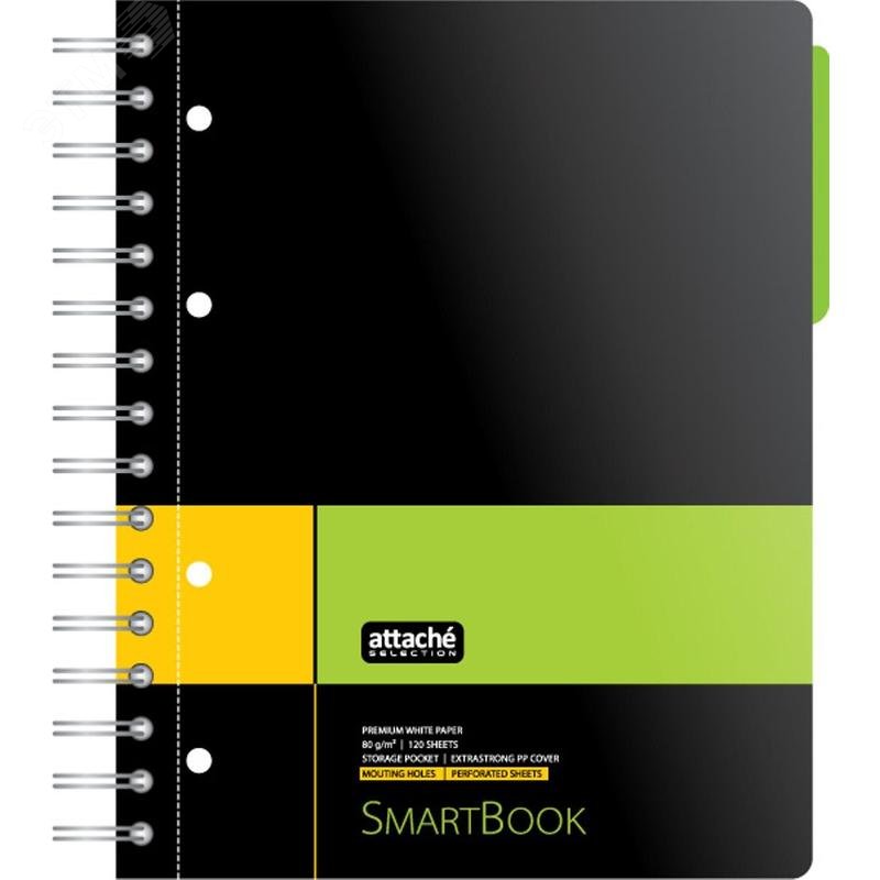 Изображение товара Бизнес-тетрадь Attache Selection Smartbook А5 120 листов желто-зеленая в линейку на спирали (181х212 мм) (шт)