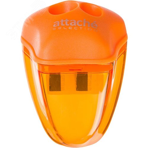 Изображение товара Точилка для карандашей Attache Selection пластиковая с контейнером оранжевая (2 отверстия) (шт)
