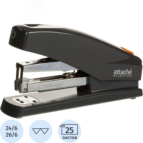 Изображение товара Степлер Attache Selection до 25 листов темно-серый (скобы № 24/6, 26/6, энергосберегающий) (шт)