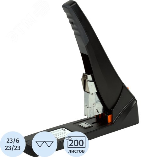 Изображение товара Степлер мощный Attache Selection до 200 листов черный (скобы № 23/6, 23/23, энергосберегающий) (шт)