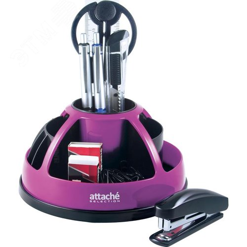 Изображение товара Набор канцелярский Attache Selection пластиковый 10 предметов фиолетовый вращающийся (шт)