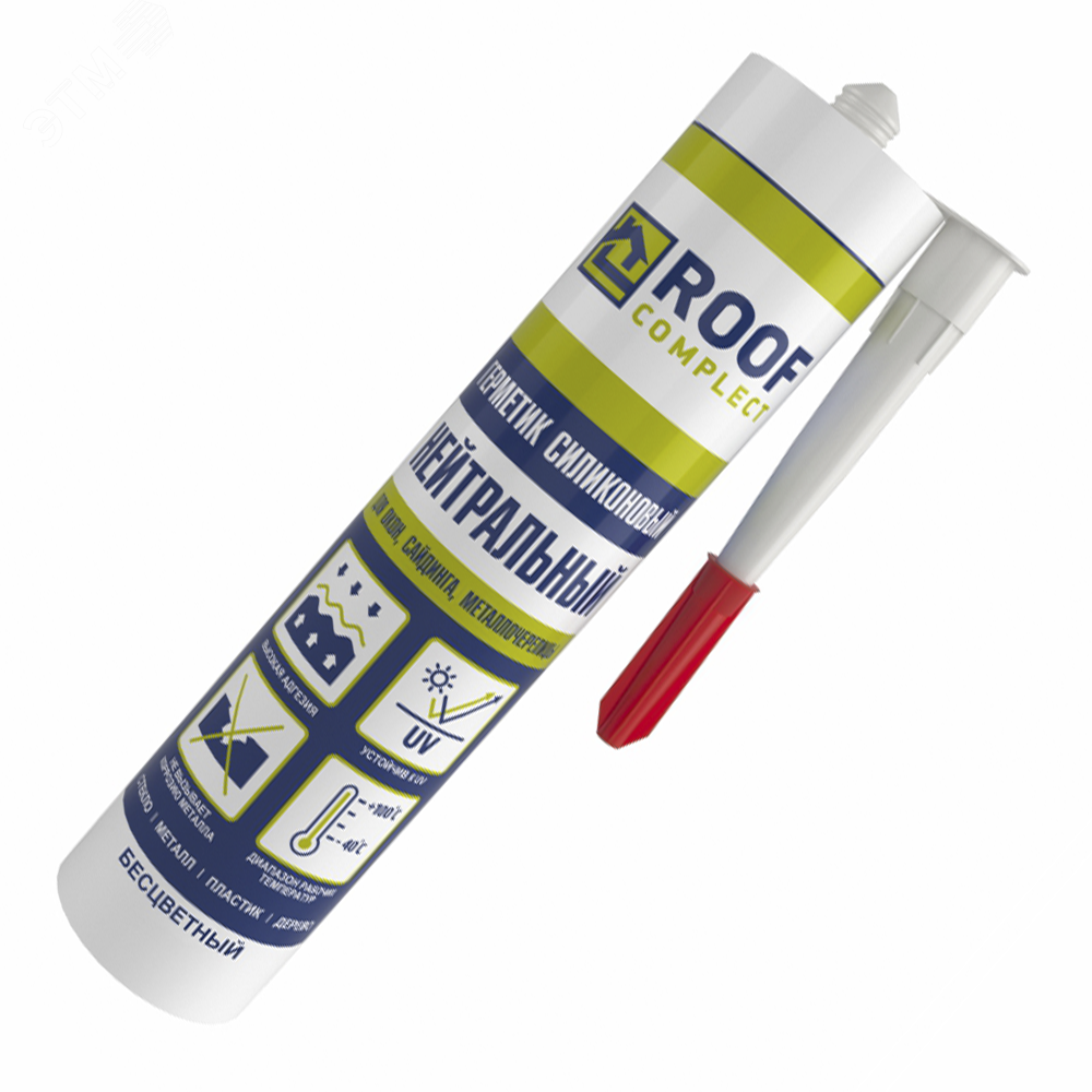 Изображение товара Герметик силиконовый нейтральный Roof Complect бесцветный 280 мл