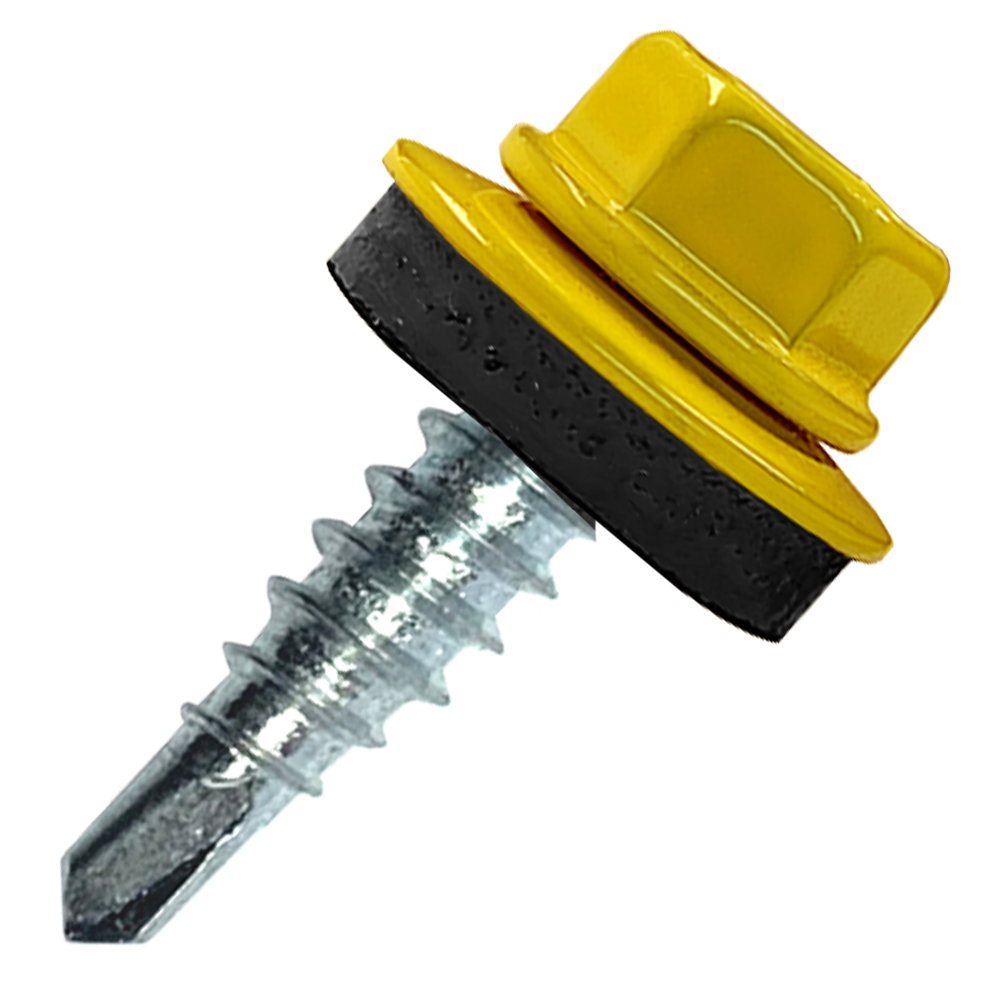 Саморез кровельный 4.8х35 RAL1018 сверло №1 шайба d=14мм с EPDM прокладкой