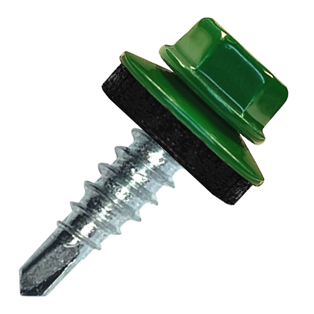 Саморез кровельный 4.8х70 RAL6002 сверло №1 шайба d=14мм с EPDM прокладкой