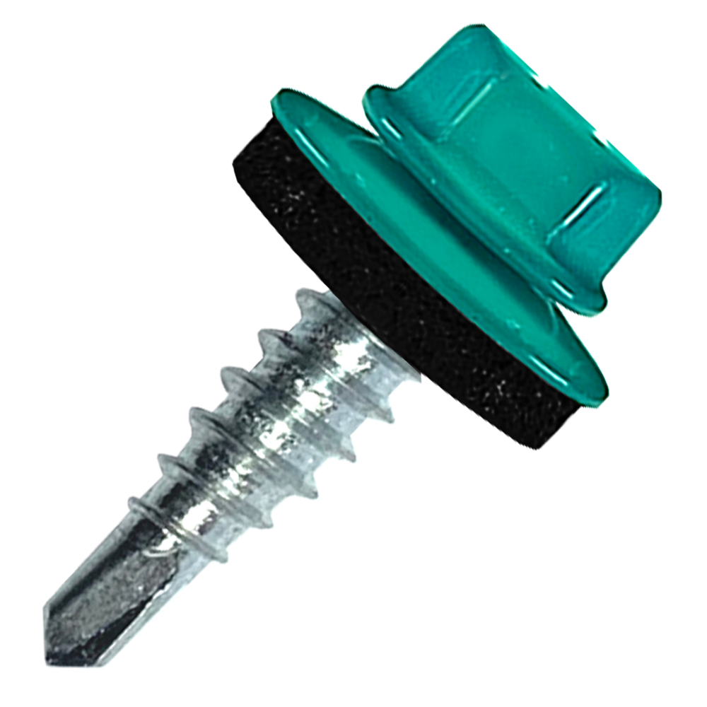 Саморез кровельный 4.8х70 RAL5021 сверло №1 шайба d=14мм с EPDM прокладкой