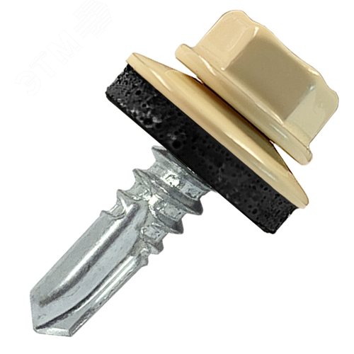 Саморез кровельный 5.5х25 по металлу RAL1014 сверло №3 шайба d=14мм с EPDM прокладкой - фото 1