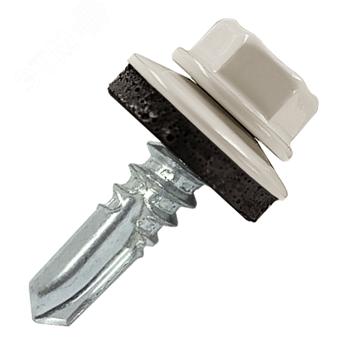 Саморез кровельный 5.5х19 по металлу RAL9003 сверло №3 шайба d=14мм с EPDM прокладкой - фото 1