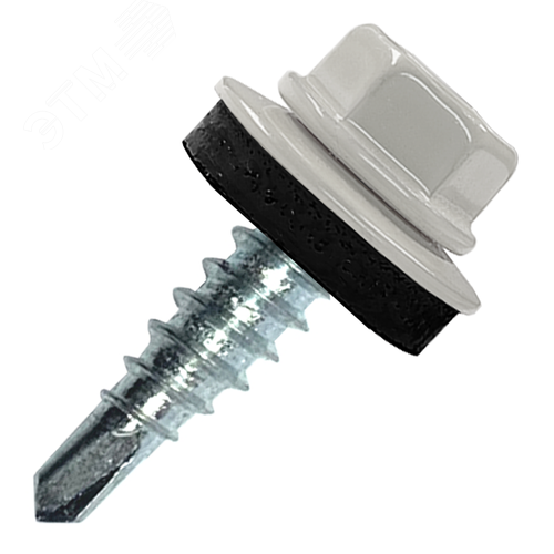 Изображение товара Саморез кровельный 4.8х35 RAL7004 сверло №1 шайба d=14мм с EPDM прокладкой (шт)