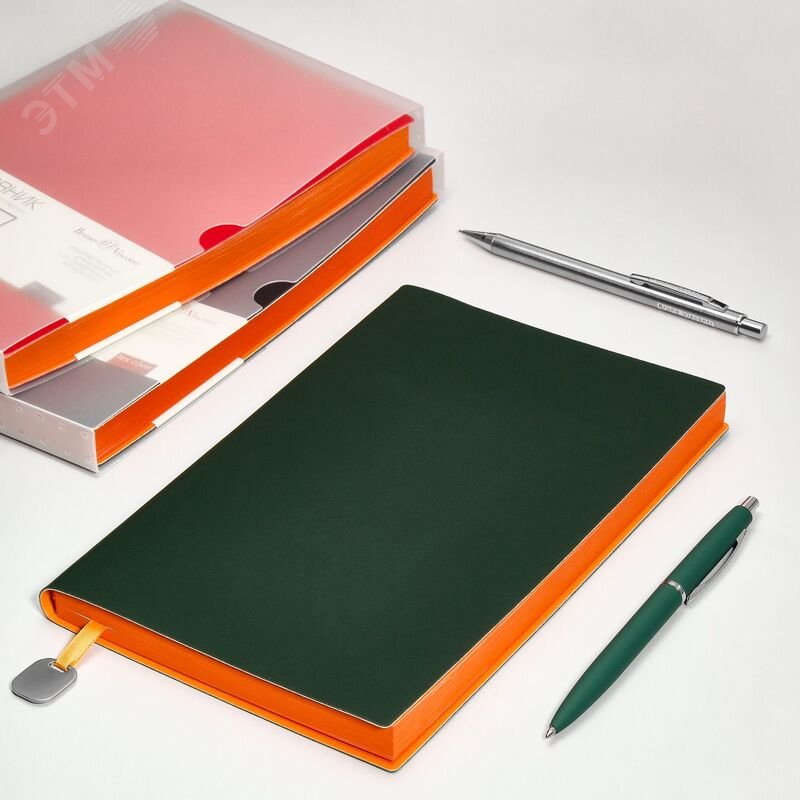 Изображение товара Ежедневник недатированный Bruno Visconti Mercury искусственная кожа A5 136 листов зеленый (оранжевый обрез) (шт)