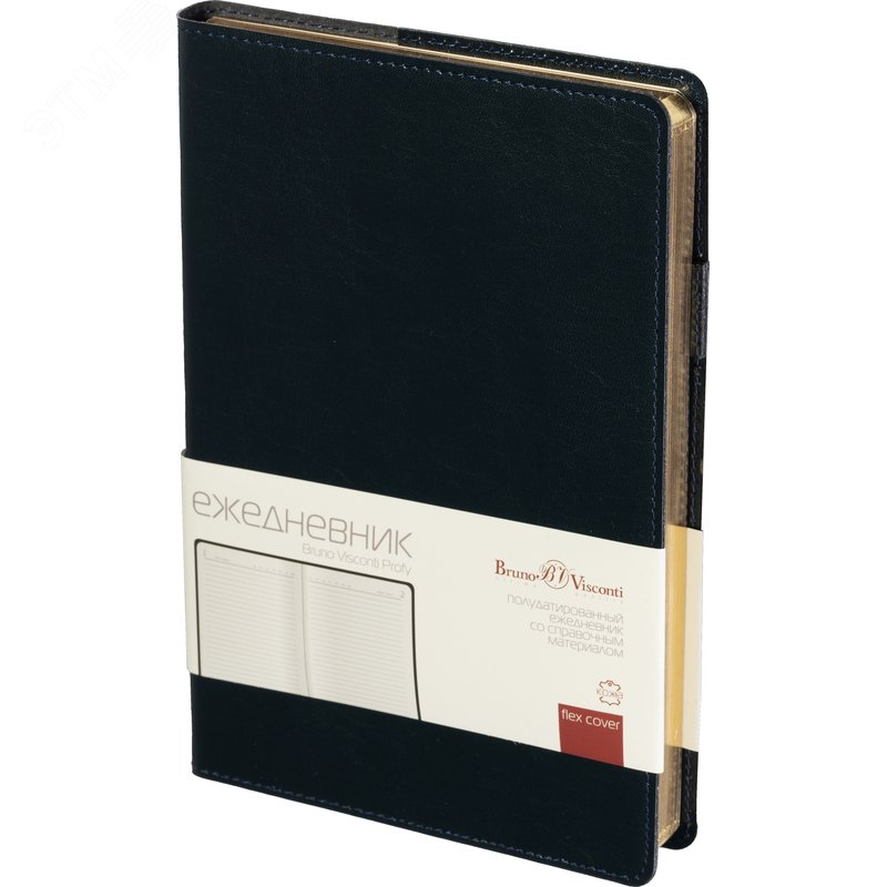 Изображение товара Ежедневник полудатированный Bruno Visconti Profy натуральная кожа А5 192 листа синий (золотистый обрез) (шт)