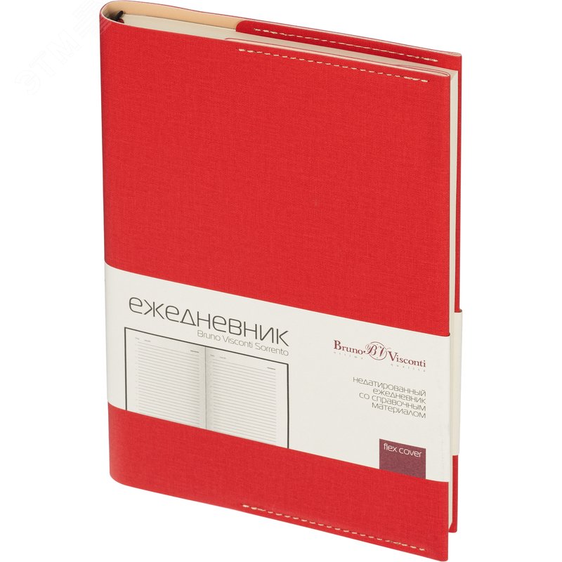 Изображение товара Ежедневник недатированный Bruno Visconti Sorrento искусственная кожа А5 136 листов красный (шт)