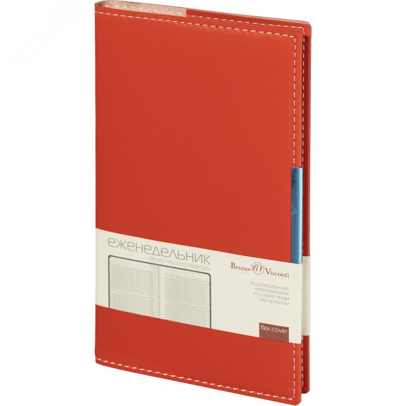 Изображение товара Еженедельник недатированный Bruno Visconti Metropol искусственная кожа A6 80 листов красный (шт)
