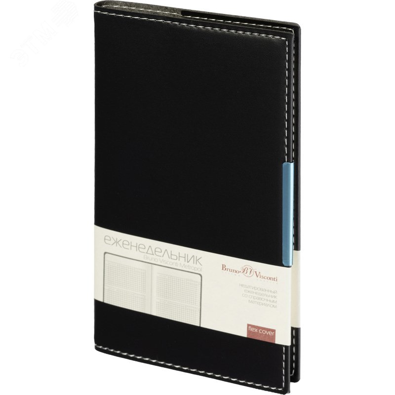 Изображение товара Еженедельник недатированный Bruno Visconti Metropol искусственная кожа A6 80 листов чёрный (шт)