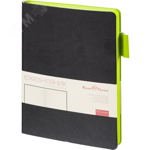 Изображение товара Ежедневник недатированный Bruno Visconti Boston искусственная кожа А5 136 листов черный (зеленый обрез) (шт)