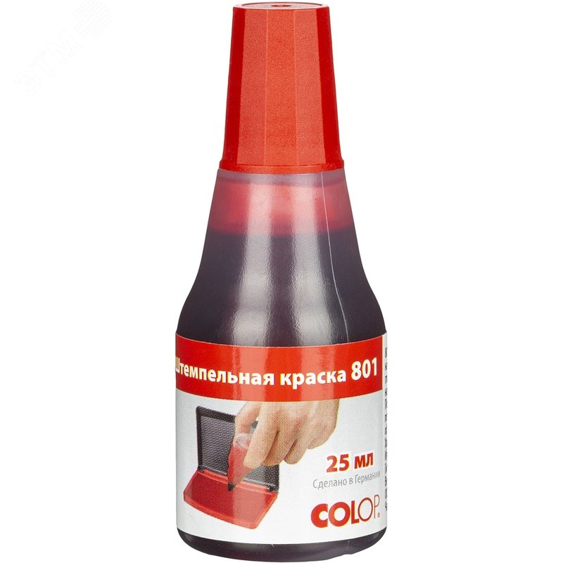 Изображение товара Краска штемпельная Colop 801 красная 25 мл на водно-глицериновой основе