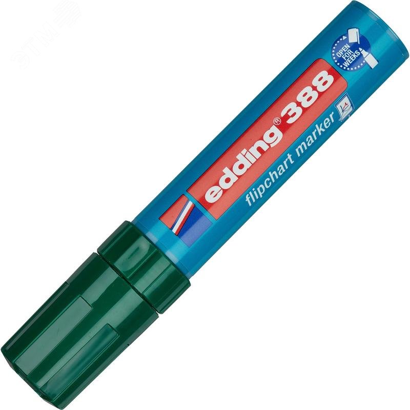 Изображение товара Маркер для бумаги для флипчартов Edding E-388/004 зеленый (толщина линии 4-12 мм) скошенный наконечник (шт)