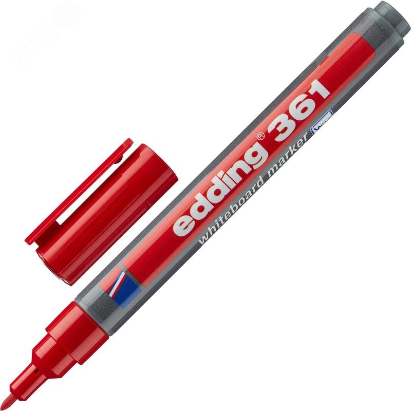 Изображение товара Маркер для белых досок Edding 361/2 красный (толщина линии 1 мм) круглый наконечник (шт)